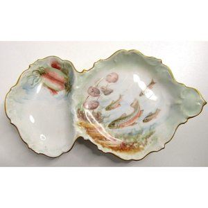 Tressemanes & Vogt Limoges France Fish Gilt Edged Sardine Tray (T & V) Vintage